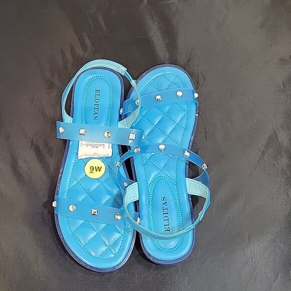 BRAND NEW ELDITAS JELLY STUDDED DOUBLE AND ANKLE STRAP WOMEN"S OPEN TOE SANDAL - Picture 10 of 12